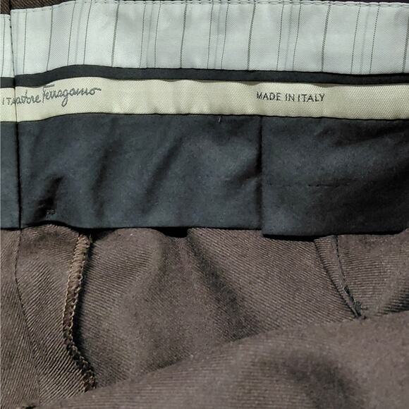 Salvatore Ferragamo Men Pants IT 42 US 32 Wool Silk Brown Dress Trouser Italy - Picture 7 of 12